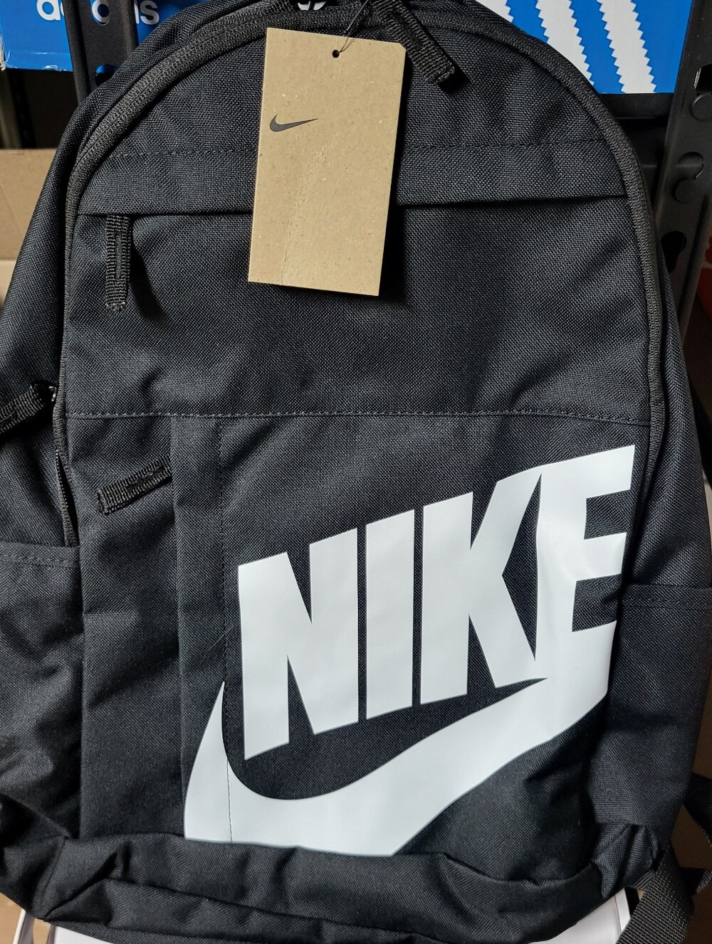 *NEW* Nike Black Backpack with Large White Logo 3 Pockets with Tags